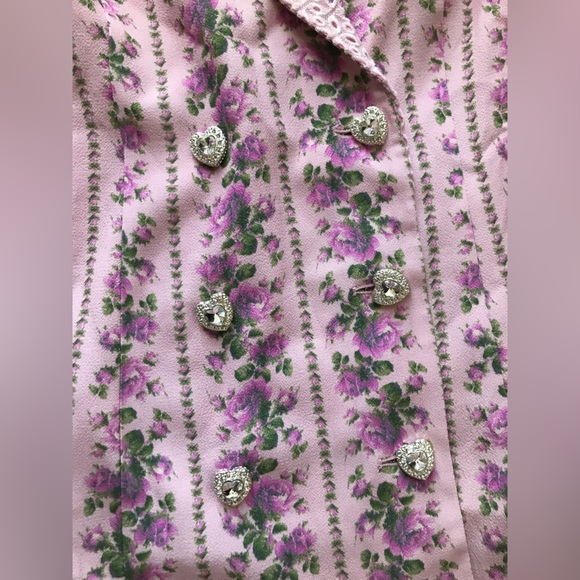 NWT LoveShackFancy Moonstone Double Breasted Crystal Buttons Floral Dress M - Picture 11 of 17